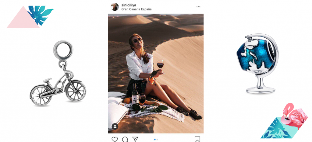 Украшения для Travel блогера Шармы велосипед и глобус