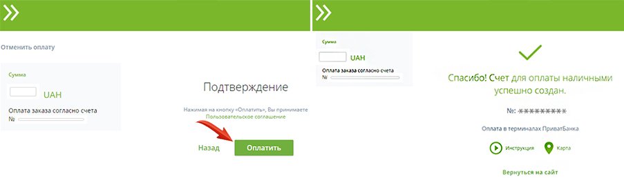 Оформление оплаты в терминале