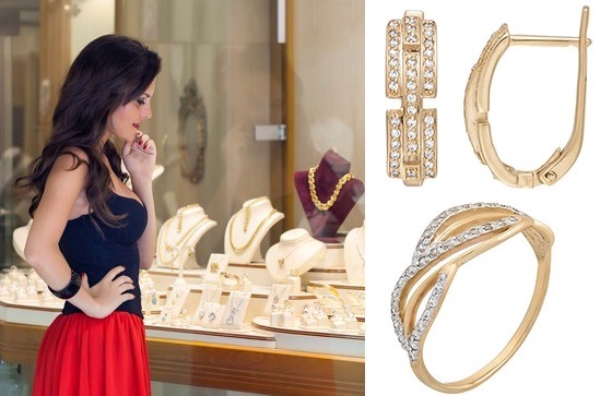 Витрина с золотыми украшениями